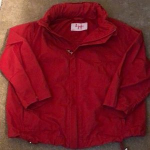 Il Gufo boys zipper up light weight jacket red. 5 years with hood or without